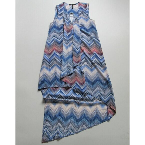 NWT BCBG MaxAzria Tara in ZigZag Ombre Sheer Chiffon Ruffle High Low Dress XS - Picture 3 of 8
